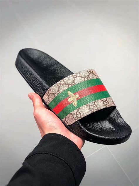 fake gucci bee slides|Gucci bee slides for sale.